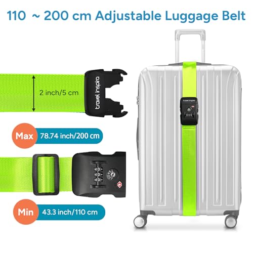 Image of Travel Inspira Luggage Straps for Suitcases with TSA Lock, Protect Your Luggage Anti-Burst, High Visibility Color, Easy to Identify Luggage Adjustable Heavy Duty Belt for 20-28Inch Suitcases