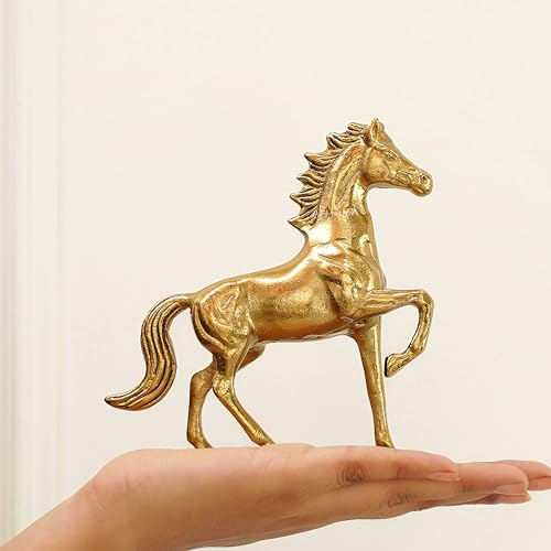 Image of BEHOMA Aluminium Horse Figurine Showpiece Pack of, Gold - Pack of 5 | Gold Finish Decorative Statue | Vastu Fengshui Wedding & Housewarming Elegant Modern Tabletop Art |Golden (Set of 5)