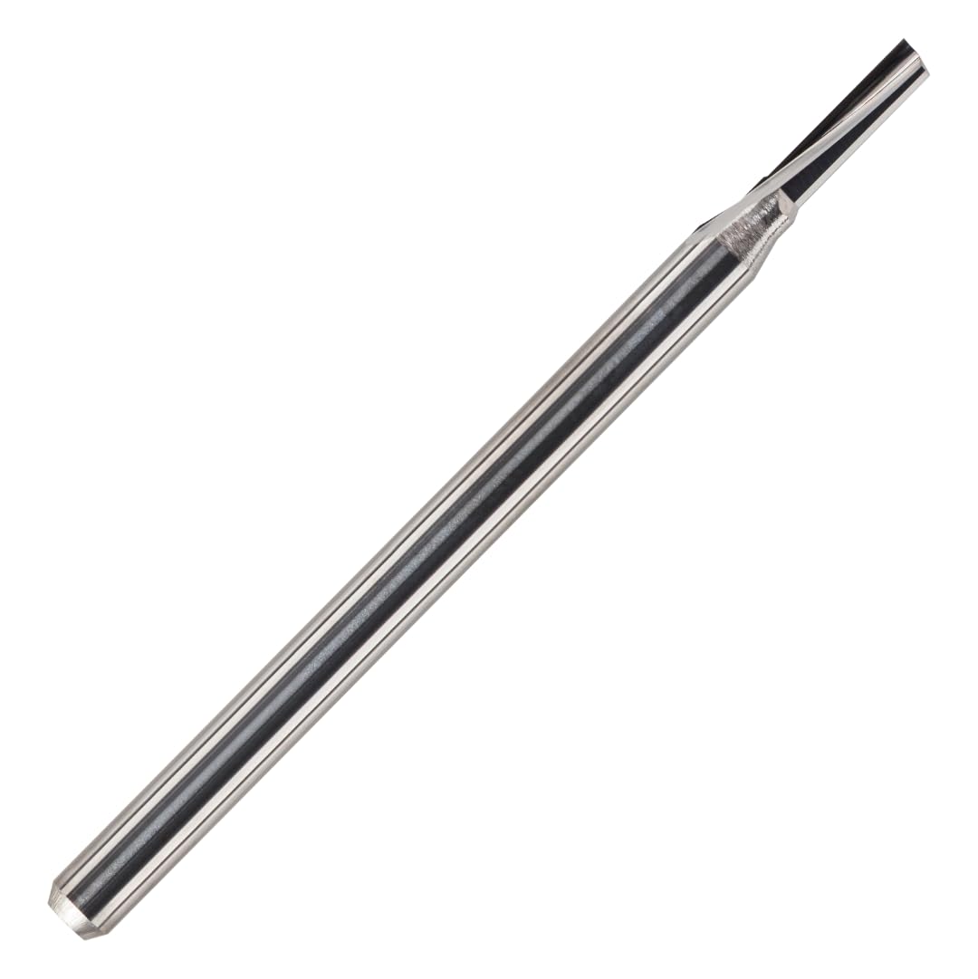 Rennie Tools - 2mm x 8mm Flute x 3.175mm (1/8") Shank Solid Carbide O Flute Straight Router Bit / Single Flute For Plastic, Acrylic, Perspex Etc. 1F Cutter For CNC's.