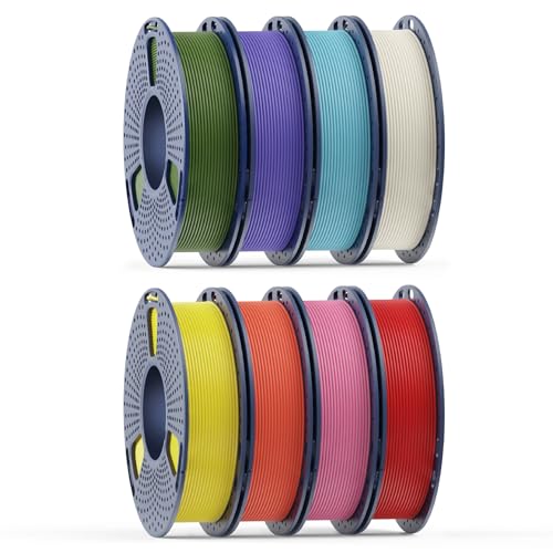 Image of SUNLU Matte PLA Filament 1.75mm, 250g Spool, 8 Rolls Multicolor Bundle | Bone White+Red+Yellow+Olive Green+Blue+Orange+Purple+Pink