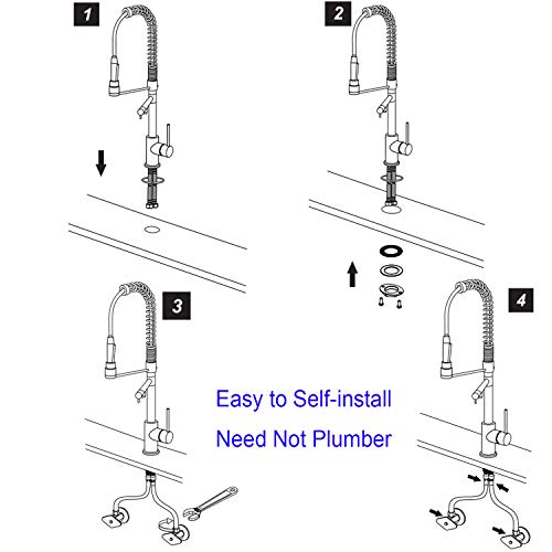 Kitchen Faucet,Delle Rosa Kitchen Faucet with Pull Down Sprayer, Modern 360 Degree Swivel Kitchen Faucet, High Arch Spring Pre-rinse Farm Kitchen Faucet Oil Rubbed Bronze