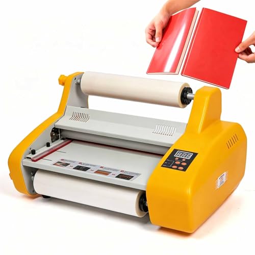 ZephPerton Plastificadora A4, Laminadora En Caliente Y En Frío, Entrada De 330 Mm De Ancho, Temperatura Ajustable De 0 a 150 °C, Velocidad De 1,5 M/min, Precalentamiento De 3 Minutos, para La Oficina