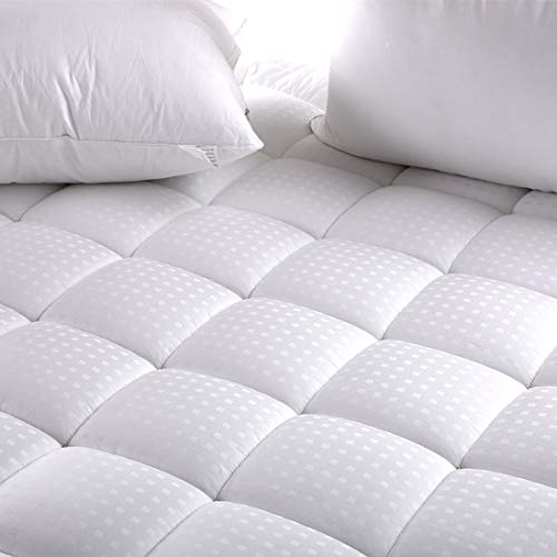 VGI Linen Mattress Pad Cover Queen Size Pillowtop 300TC Down Alternative Mattress Topper with 8-21-Inch Deep Pocket…