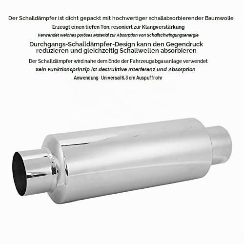 Motorrad Auspuff Schalldämpfer 2,5 Zoll Edelstahl gerade