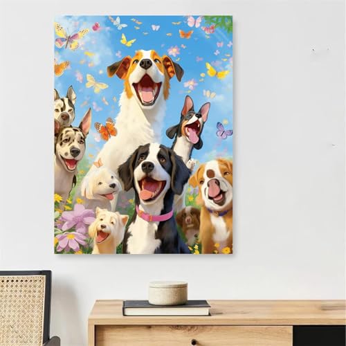 Chien peinture numéro adulte avec cadre 60x90cm pour animer vos soirées relaxation