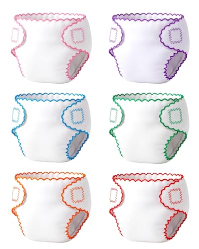 BABESIDE 6 Pcs Baby Doll Diapers, Baby Doll Accessories for 12-15 Inch Dolls, Reusable & Washable Doll Underwear, Pretend Play Doll Accessories Gift for Kids Age 3+