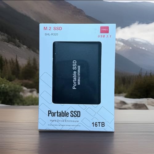 Portable SSD External Hard Drive, 16TB USB 3.1 Type-C Mobile Storage for PC, Laptop, Phones, Compatible with Windows, Mac, Android, iOS