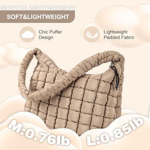 Image of Quilted Puffer Tote Bag Purse Puffy Crossbody Shoulder Bag,Lightweight Nylon Hobo Bag Puffer Carryall Bag for Women Girl
