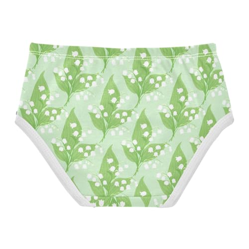 Joisal White Floral Lily Green Little Girl Panties Girls Underwear Toddler Cotton Florals Kids Undies Briefs 2t2