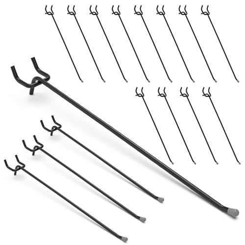 BFPeaky Heavy Duty Pegboard Hooks 12 Inch - 50 pcs Peg Board Hooks for Hanging, Black Metal Pegboard Organizer Accessories Garage, Workshop, Home, and Store