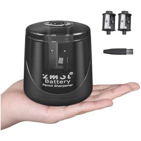 ZMOL Battery Operated Electric Pencil Sharpener, Quick Sharpener Pencil Sharpener, Portable Pencil Sharpener for Kids, for No.2/Color Pencils (6-8mm), School/Classroom/Office/Home/Black Cover