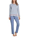 Schiesser Damen Anzug Lang 1 Pyjamaset, hellblau, 38 (2er Pack)