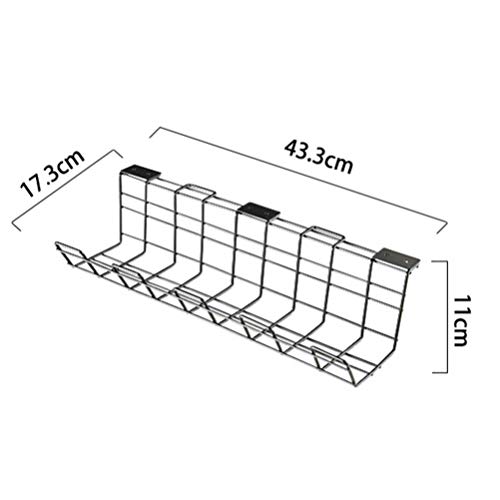 HEMOTON Organizador de fios Under The Desk para cabos, suporte para armazenamento de arame (preto)