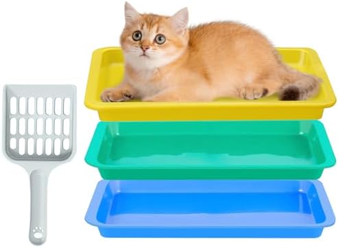 3 Pcs Kitten Litter Box,9.6"*7.2''*0.9'' Plastic Portable Small L...
