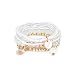 Bohemian White Beaded Bracelet Stretch Wrap Bangle With Charms Shells Round Layered RareLove