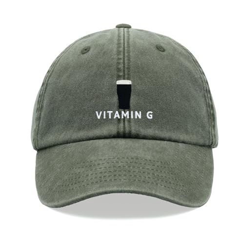 Vitamin G Baseballkappe Vintage Washed Unisex Dad Hat Verstellbar Bier Stout Trinker Pint, olivgrün, Einheitsgröße