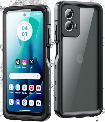 ZWWADR for Motorola Moto G 5g 2024 Case, IP68 Waterproof with Built-in Screen Protector, Full Body Shockproof Dustproof Rugged Protective Phone Case for Moto G 5g 2024, Black