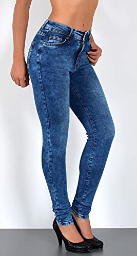ESRA-Damen-Jeans-Jeanshose-Damen-Skinny-High-Waist-Hochbund-Stretch-Hose-bis-Uebergroesse-S700
