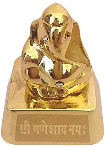 E Value Lord Ganesh Idol for Car Dashboard (Gold)