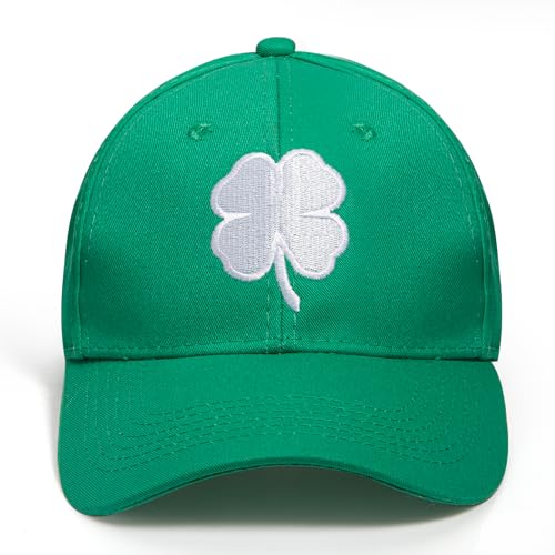 St. Patrick's Day Trucker Hat, Green Embroidered Shamrock Clover Baseball Cap, Fashion Adjustable Snapback Hat for Women Men, Irish Festival Headwear Green
