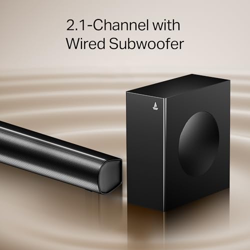 Image of Boat Aavante 2.1 1200, 120W Signature Sound, 2.1 CH w /Wired Subwoofer, BT v5.4, Multiple Ports, EQ Modes & Remote Control, Bluetooth Sound bar, Home Theatre Soundbar Speaker (Premium Black)
