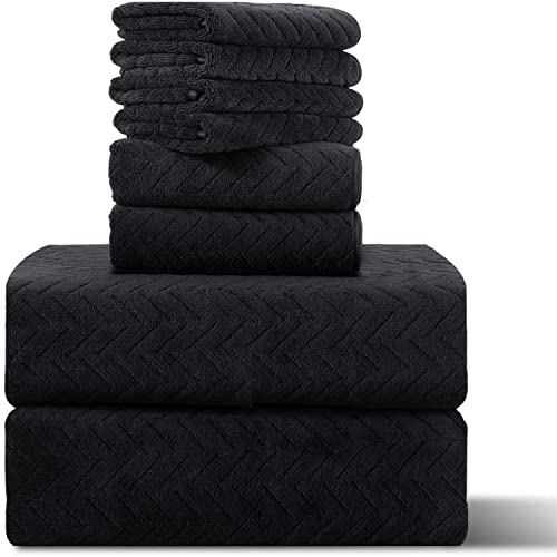 Ferdilan 8 Pack Black Bath Towel Set, 2 Extra Large Bath Towel Sheets, 2 Hand Towels And 4 Washcloths Ultra Soft And Absorbent Chair Towels For Bathroom, Quick Dry Towel For Home Hotel #TOP13