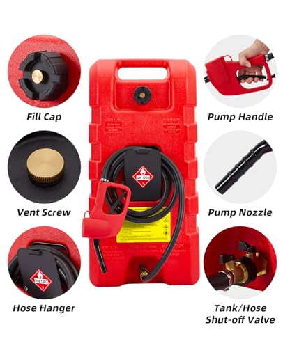 Acekool Portable Gas Fuel Tank 15 Gallon Fuel Caddy, Caddy with Shut-Off Valves, Siphon Mode Flow Rate of 2 Gallons Per Minute, Scarlet - Image 5