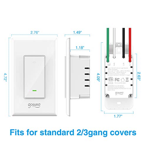 Smart Light Switch, Gosund 2.4Ghz WiFi Light Switch Works with Alexa, Google Assistant, Remote Control/Voice Control and Schedule, Neutral Wire Required, Single-Pole, No Hub Required - Thumbnail 3