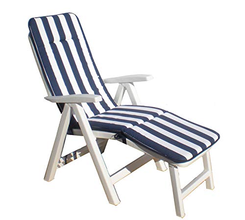 LI.GI RICAMBIO, CUSCINO PER POLTRONA CON POGGIA PIEDE MATERASSINO, DA GIARDINO TERRAZZO RISTORANTE ALBERGO TESSUTO COTONE CM 164X49H3 (RIGATO BLU)- SOLO IL CUSCINO