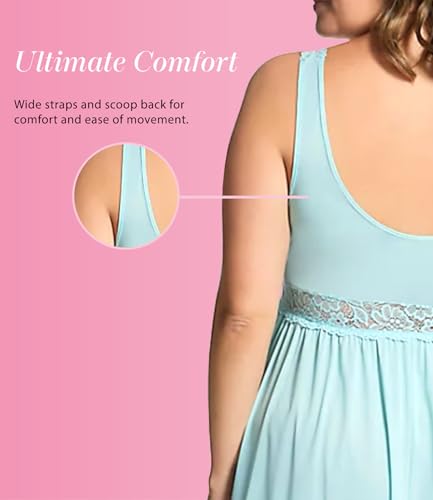 Image of Exquisite Form Women's 70807 Nylon Tricot Sleeveless Long Nightgown with Floral Lace