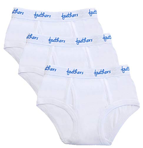 Feathers Boys Solid White Snug Fit Tagless Briefs Underwear - (3/Pack)