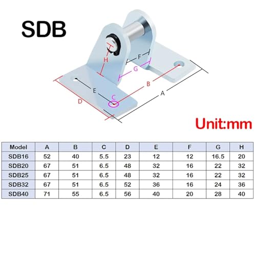 Soporte MA MAL 25mm SDB de montaje para junta de cilindro mini, 1 pieza 3