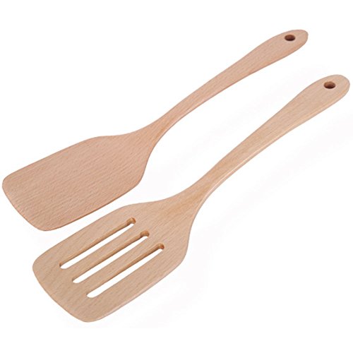 COSPRING Spatulas, Scoop Ladle, Cooking Spoon for Soup, Stirring, Handmade Wood Kitchen Utensils