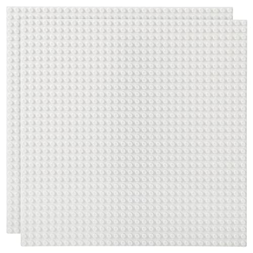 Image of Lekebaby 2 Pack Classic Baseplates 10 inch x 10 inch, Building Base Plates for Building Bricks, 100% Compatible with Major Brands and Activity Table-Baseplate, Sturdy & Safe, Age 3 and up Kids, White