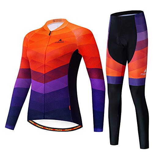 Miloto Cycling Long Sleeve Shirts Women Team Bike Tops Biking Jerseys Bicycle Jacket Clothing (X-Large) Orange