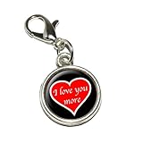 Graphics and More I Love You More Red Heart Antiqued Bracelet Pendant Zipper Pull Charm with Lobster Clasp