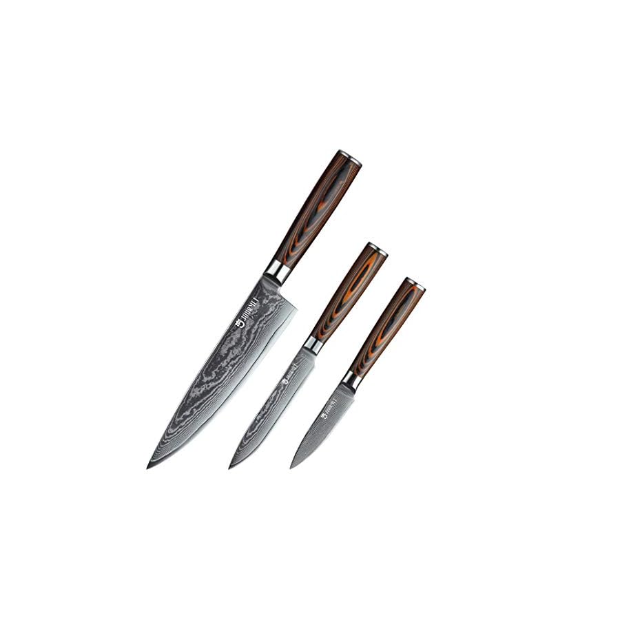 Jourmet-3PC-Damascus-Knife-Set-with-Japanese-VG10-Super-Steel-Core-Professional-67-layer-Handmade-PAKKA-Wood-Handle-with-SS-430-Bolster JOURMET 3PC Damascus Knife Set with Japanese VG10 Super Steel Core, Professional 67-layer Handmade PAKKA Wood Handle with S/S 430 Bolster