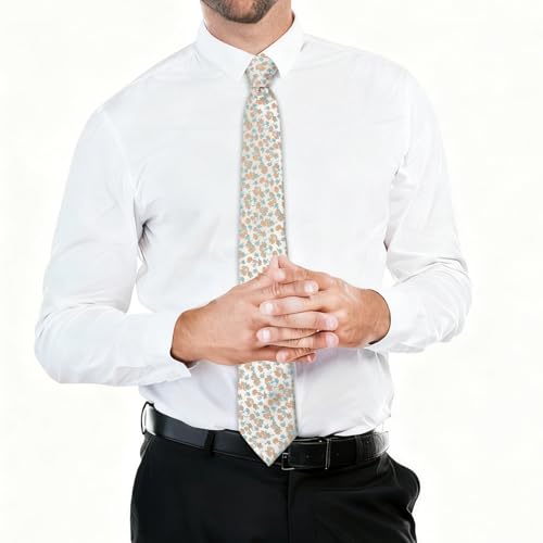 Image of Floral Ties for Men Satin Mens Tie Flower Printed Neck Tie Wedding Party Business