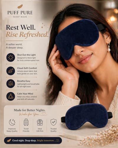 Image of Travelling Sleep Mask Light Blocking Sleeping Eye Mask With Elastic Strap For Deep Sleep, Travel, Meditation, Nap, Airplane And Office Rest Use Blind Fold For Comfortable Sleeping [Blue] (Pack Of 2)