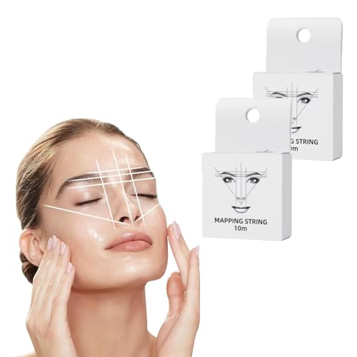 2Pcs Hilo Marcador Microblading, Cuerda de Mapeo de Cejas Pre-entintada Herramienta de Medición de Cejas Pre-entintado Cejas Cartografía String Accesorio para Regla de Tatuaje Cejas (Blanco)