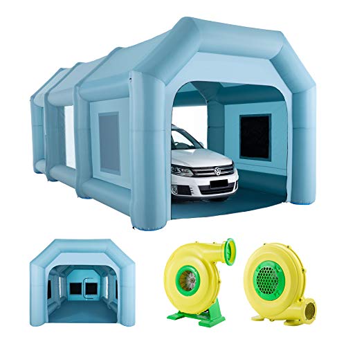 Inflatable Paint Booth 23x13x11 ft. with 2 Blower Inflatable Spray Booth Portable Car Painting Booth Tent for Car Garage with Air Filter System Spray Booth Portable Airbrush Painting Tent