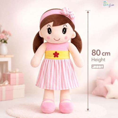 Image of Baby Joys Extra Large Cute Soft Baby Doll 80 CM for Kids | Plush Stuffed Toy for Girls & Boys | Super Soft Cuddly Hug Doll | Washable Plush Toy Doll (Pink)
