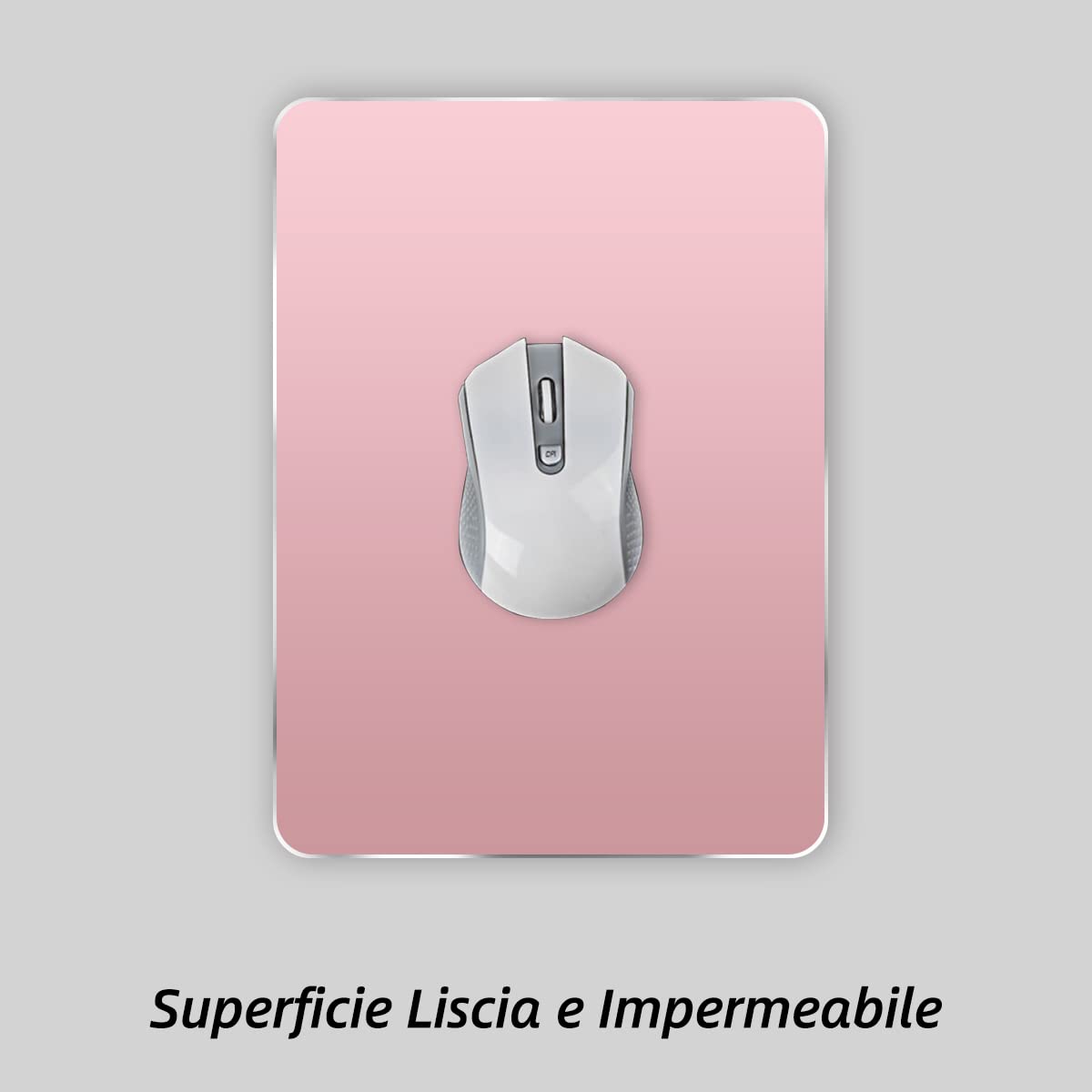Tappetino Mouse In Alluminio Grande 250x200 Mm, Doppia Faccia (Metallo/Pelle), Impermeabile, Antiscivolo, Argento