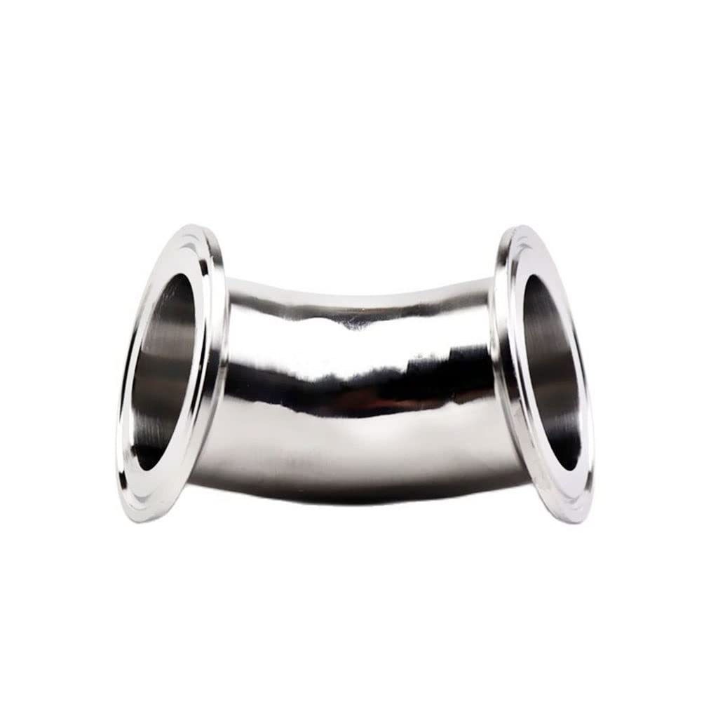 1pcs 45 Degree 304 Stainless Steel Sanitary Weld Elbow, 3/4"-4"(19mm-102mm) Tri Clamp 1.5" 2" 2.5" 3" 3.5" 4" Elbows Pipe Fitting Connector(89mm x Ferrule 106)