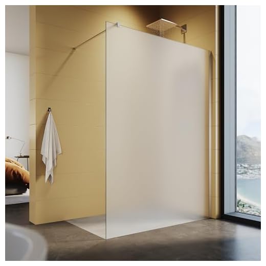 SUNXURY Walk In Duschwand 140x200cm Duschtrennwand aus 8mm Nano Beschichtung ESG Glas Walk In Duschcabine mit Stabilisierungsstange (Vollsatiniert)