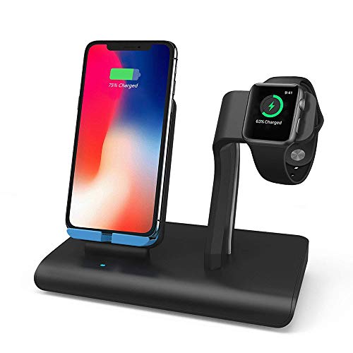 Drahtloses Ladegerät, 2 in 1 Auto-Telefon-drahtlosem Klammer-Ladegerät-Schnellladungs-Haus QI 10W für iPhone Uhr 1/2/3/4 / iPhone 8 / 8P8 /