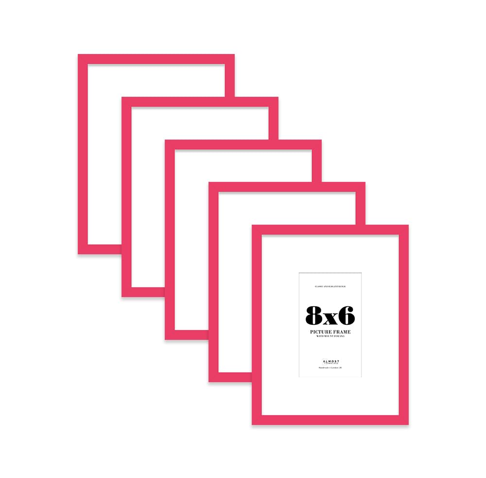 Bright Pink Picture Frame 8x6 With 5x3 Mount for Photos - Wall & Table Display, Landscape or Portrait, 5 Pack โ image 1