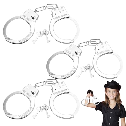 3 Stück Handschellen Kinder, Spielzeug Handcuffs, Handschellen Polizei,...