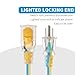 GOMEN 25 ft Extension Cord with Lighted Locking End - 14 AWG Gauge - 14/3 SJTW Heavy Duty for Outdoor/Indoor, 3 Prong Plug, Blue/Yellow Weather Resistant Jacket, for Major Tools and Appliances, 2 Pack