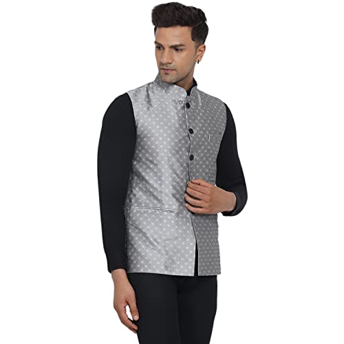 Image of Veera Paridhaan Men's Jacquard Printed Nehru Jacket